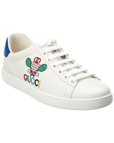 Gucci Ace Tennis Leather Sneaker In White