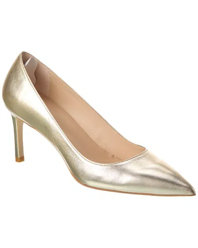 Stuart Weitzman Leigh 75 Leather Pump In Gold
