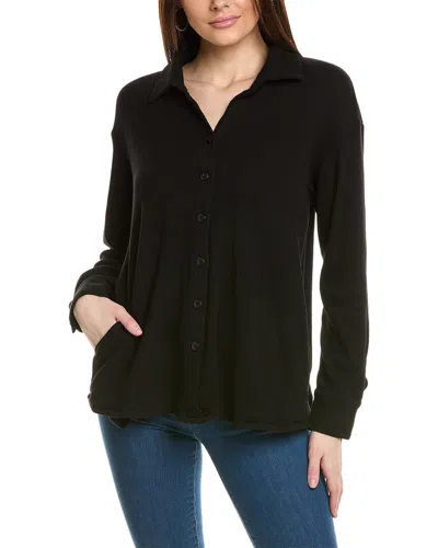 Monrow Brushed Thermal Pocket Shirt In Black