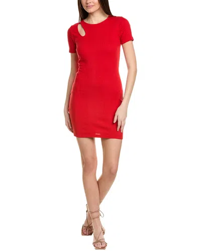 Monrow Variegated Rib Cutout Mini Dress In Red
