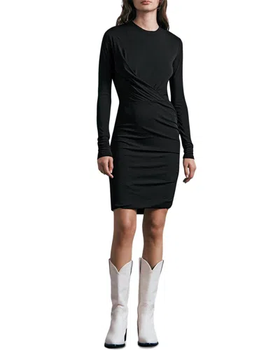 Rag & Bone Holly Wrap-effect Ruched Stretch-jersey Mini Dress In Black