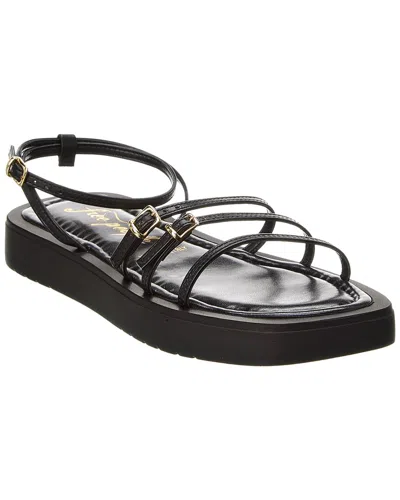 Free People Fionna Strappy Leather Platform Sandal In Black