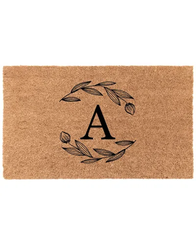 Coco Mats N More Cocomatsnmore Half Circle Leaf Monogram Doormat In Brown