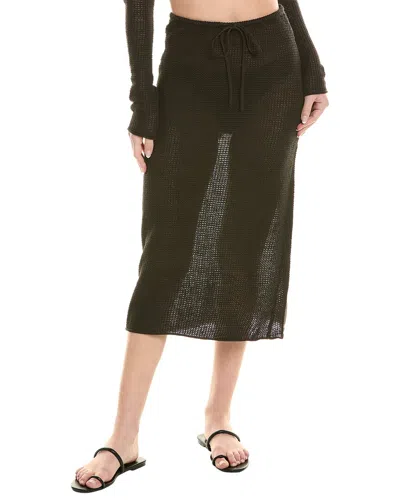 Onia Textured Linen Sweater Midi Skirt In Black