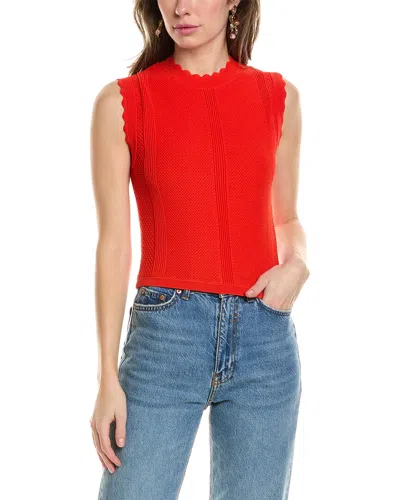 The Kooples Multi-stitch Top In Red