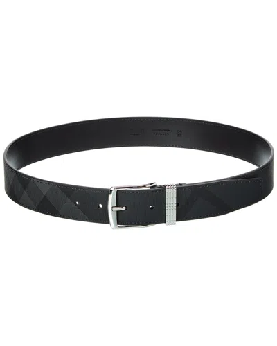 Burberry Check Leather Belt In Grey