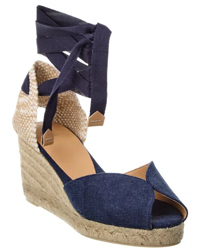 Castaã±er Blina Canvas Wedge Sandal In Blue