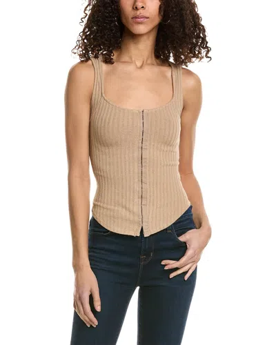 Project Social T Emilia Hook-and-eye Rib Tank In Beige