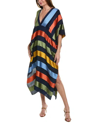 Lafayette 148 New York Hurston Silk-blend Kaftan In Navy