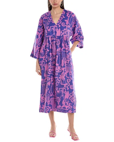 Mara Hoffman Aviva Dyed Hemp Relaxed Deep V Midi Dress In Purple