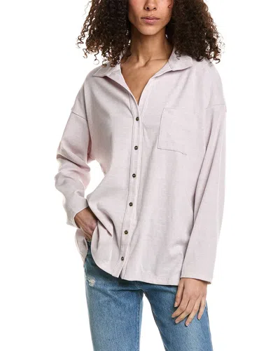 Project Social T Lonnie Button Front Rib Shirt In Purple