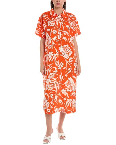 Mara Hoffman Abbie Floral-print Hemp Midi Dress In Orange