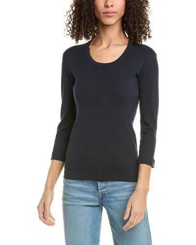 Three Dots Scoop Neck T-shirt In Navy