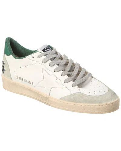 Golden Goose Ball Star Distressed Suede-trimmed Leather Sneakers In White