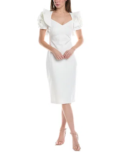 Badgley Mischka Rosette Dress In White
