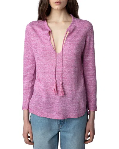 Zadig & Voltaire Amber Linen & Silk-blend Sweater In Purple