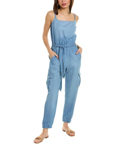 Bella Dahl Cargo Linen-blend Jumpsuit In Blue