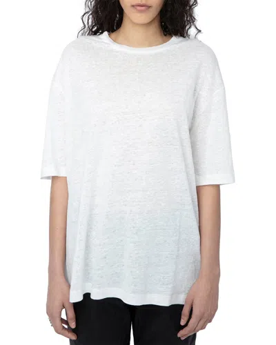 Zadig & Voltaire Short-sleeve Linen T-shirt In Weiss