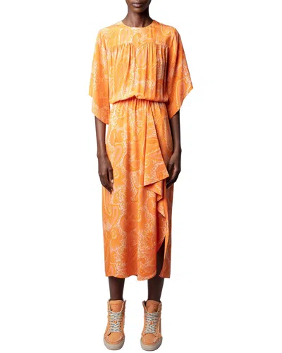 Zadig & Voltaire Rusty Silk Maxi Dress In Orange