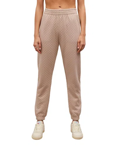 Z Supply Slim Quilted Jogger In Almond In Pink