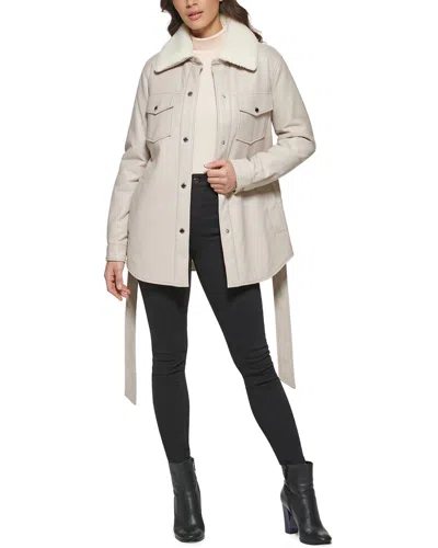 Kenneth Cole Soft Shell Belted Jacket In Bone