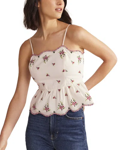 Boden Embroidered Peplum Top Floral Embroidery Women