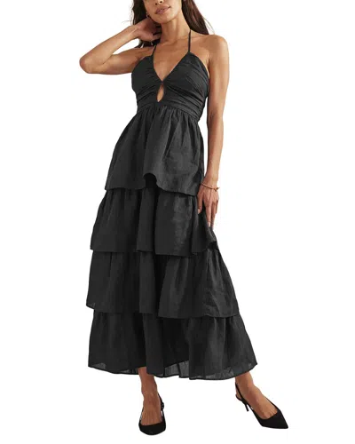 Boden Ruched Tiered Maxi Dress Black Women