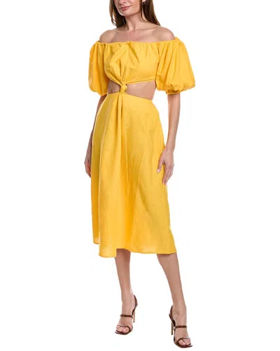 Farm Rio Linen-blend Maxi Dress In Yellow
