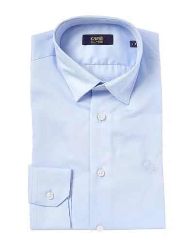 Cavalli Class Slim Fit Dress Shirt In Blue