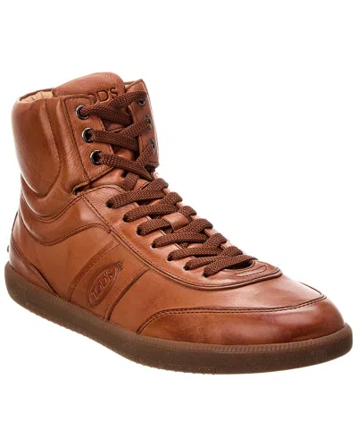 Tod's Leather High-top Sneaker In Brown