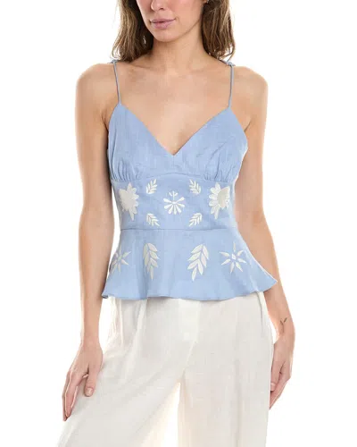 Cynthia Rowley Women's Embroidered Peplum Tank Top In Blue
