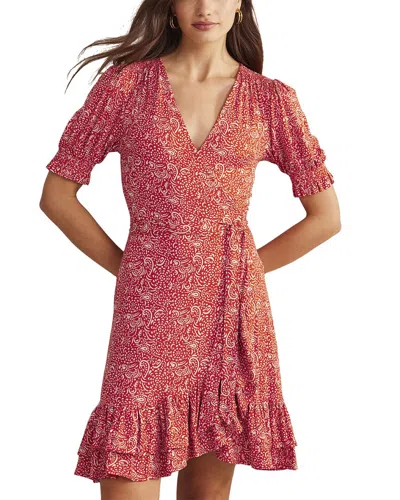Boden Ruffle Wrap Jersey Mini Dress Vermillion, Azure Pop Women