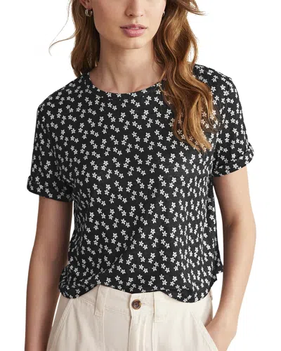 Boden Printed Linen T-shirt Black, Spaced Ditsy Women