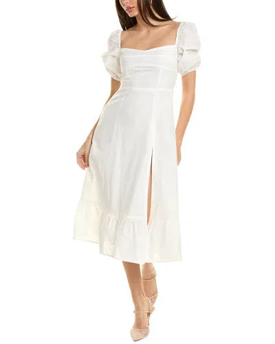 Lyra & Co Linen-blend Midi Dress In White