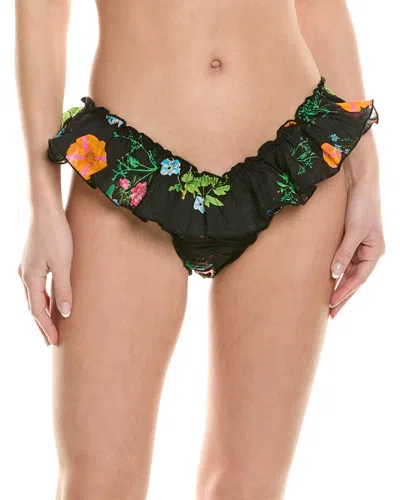 Cynthia Rowley Flirt Ruffle Bikini Bottom In Black