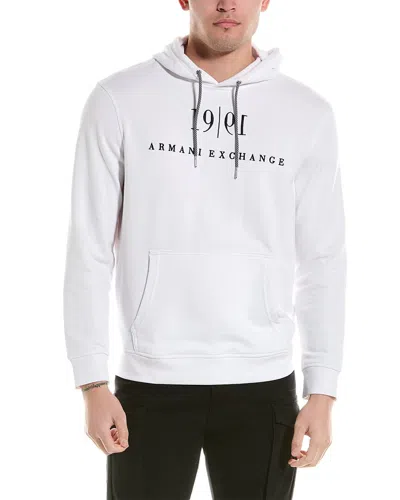 Armani Exchange Embroidered Hoodie In White
