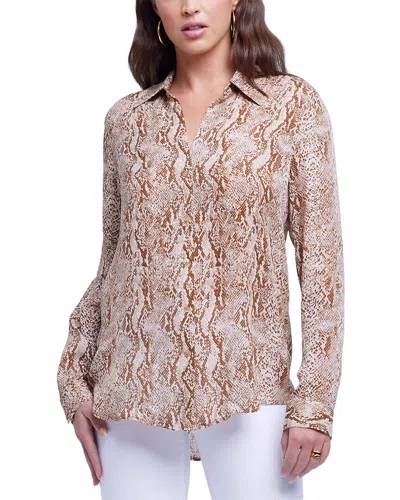 L Agence L'agence Nina Silk Blouse In Neutral