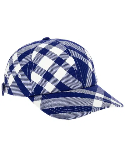 Burberry Wool Blend Tartan Baseball Cap In White