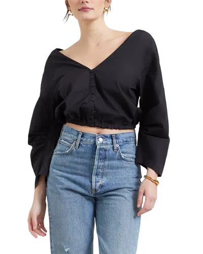 Modern Citizen Baba Reversible Cropped Blouse In Black