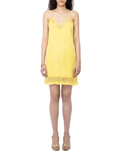 Zadig & Voltaire Crystal Jac Leo Silk Mini Dress In Yellow