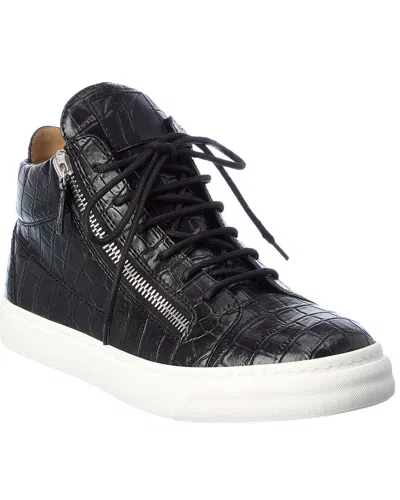 Giuseppe Zanotti Going Croc-embossed Leather Sneaker In Black