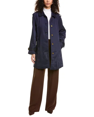 Ellen Tracy Medium Trench Coat In Blue