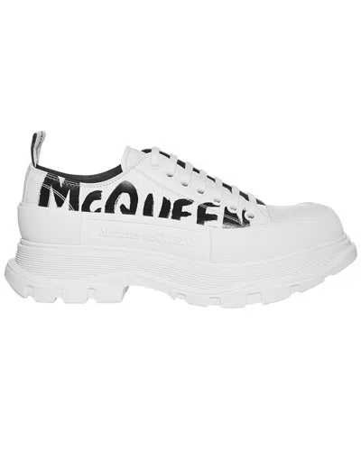 Alexander Mcqueen Tread Slick Lace Up Leather Sneaker In White
