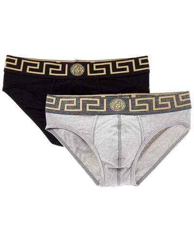 Versace 2pk Greca Border Brief In Black