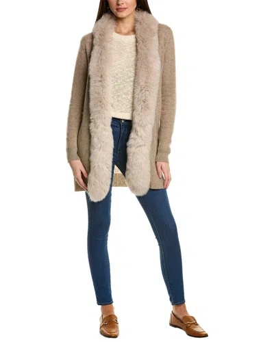 Sofiacashmere Shawl Lapel Cashmere Cardigan In Beige