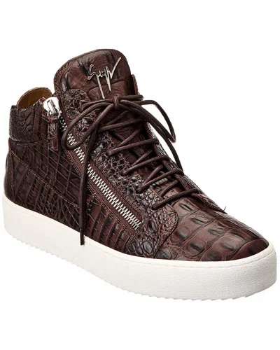 Giuseppe Zanotti May Croc-embossed Leather Sneaker In Brown