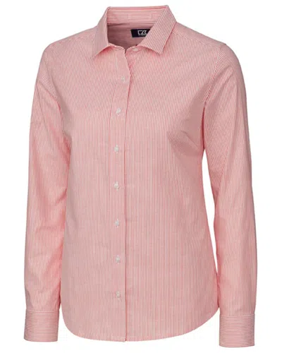 Cutter & Buck Stretch Oxford Stripe Shirt In Orange