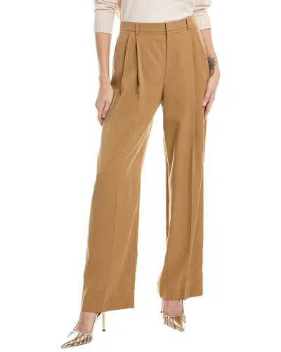 Vince Drop Waist Pleated Trouser In Brown