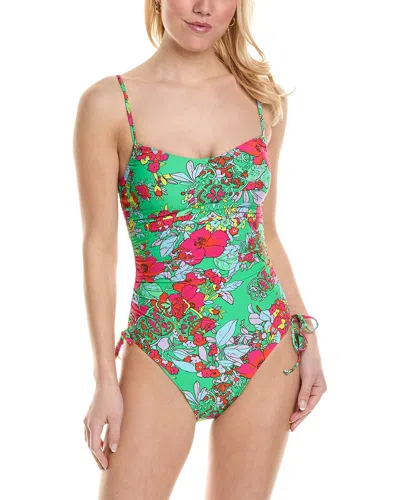 Roller Rabbit Ashbury Floral Shirred Side One-piece In Green