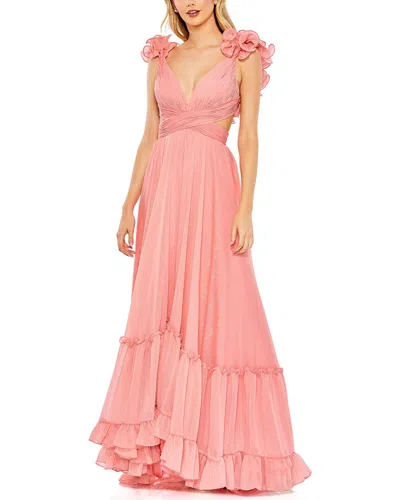 Mac Duggal Ruffled A-line Gown In Coral